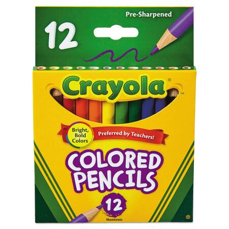 CRAYOLA Color Pencil, Short Barrel, Assorted, PK12 684112